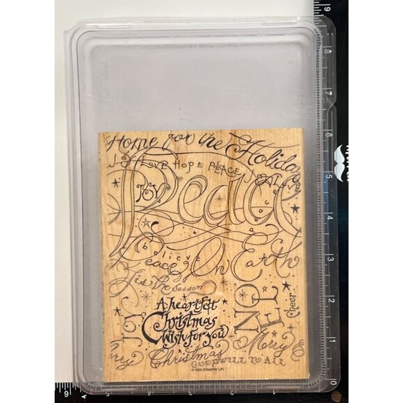 2003 STAMPIN' UP! Holiday Print Wood Mounted Rubber BLOCK Stamp Christmas Wish - Picture 2 of 7